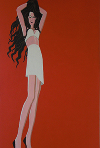 Leinwandbild Frau rot, 230x135, HOSEUS