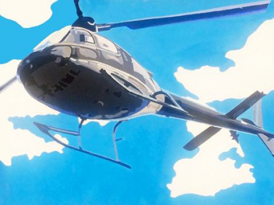Leinwandbild Direkt Art HOSEUS, Helikopter, 140x100 Hubschrauber in der Luft