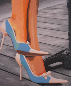 Leinwandbild Direkt HOSEUS, High Heels im Cafe100x140