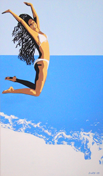 Leinwandbild Jump 250x140, Kunst: HOSEUS macht Direkt Art: Leinwandbilder, Skulpturen. HOSEUS ist ein Künstlerpaar in München und erschafft seine Werke mit Fusiontechnik