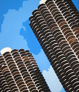 Leinwandbild Marina City, Chicago 150x200, Kunst: HOSEUS macht Direkt Art: Leinwandbilder, Skulpturen. HOSEUS ist ein Künstlerpaar in München und erschafft seine Werke mit Fusiontechnik