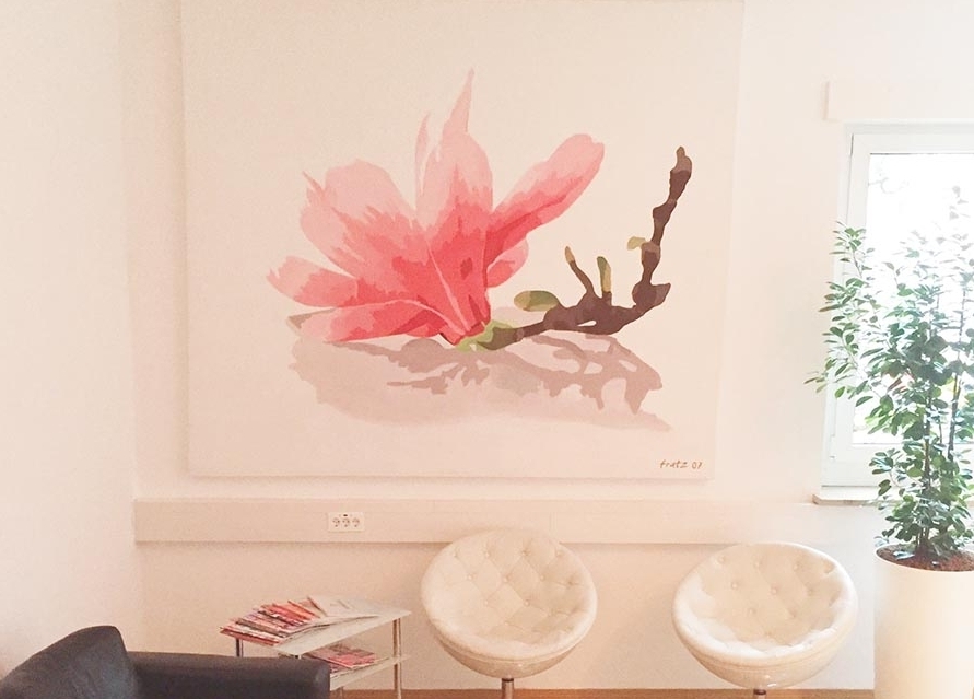 Ausstellung: Leinwandbild Magnolie in der Previum-Lounge, München