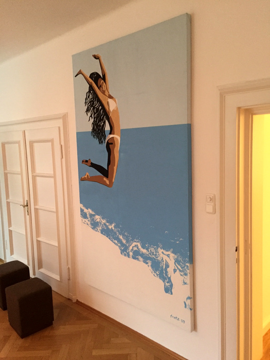 Ausstellung: Leinwandbild Jump in der Previum-Lounge, München